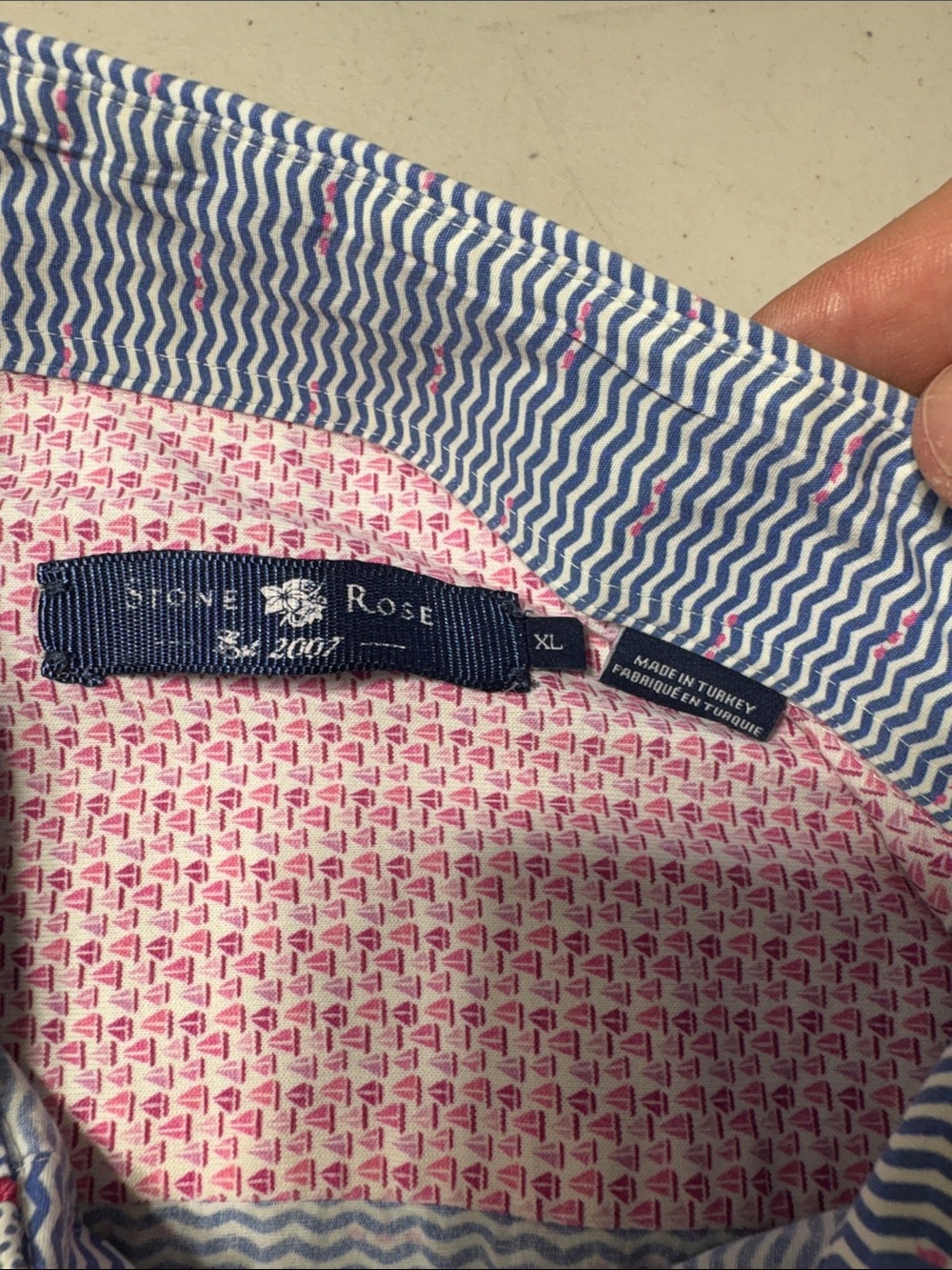 Stone Rose Blue Wave-Pattern Shirt - Picture 2 of 12